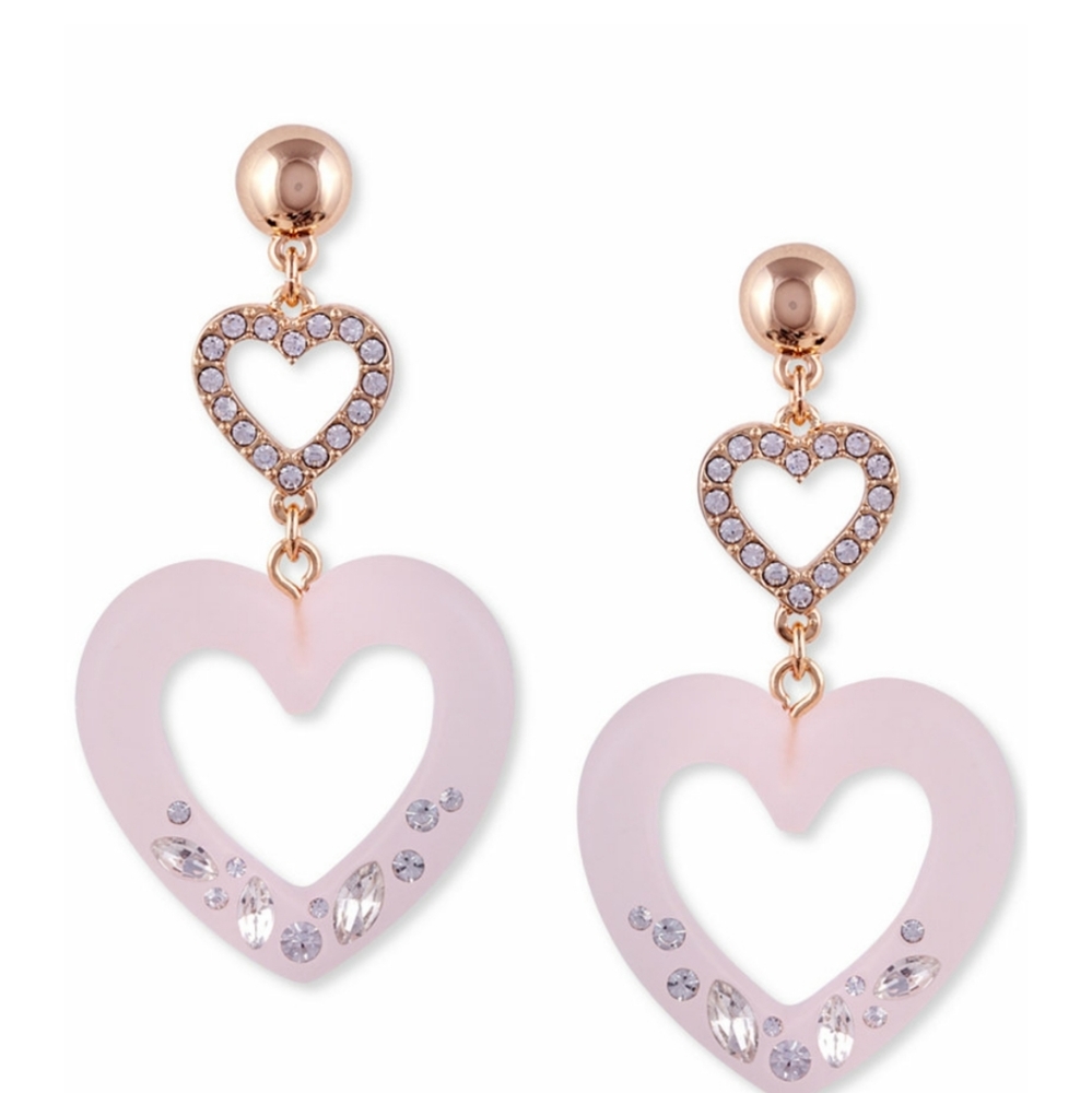 Guess Earrings Frosted Open Heart - Picture 1 of 2